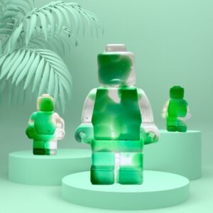 LEGO verde trasparente in vetro di murano